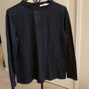 Sheer black long sleeve lace shirt